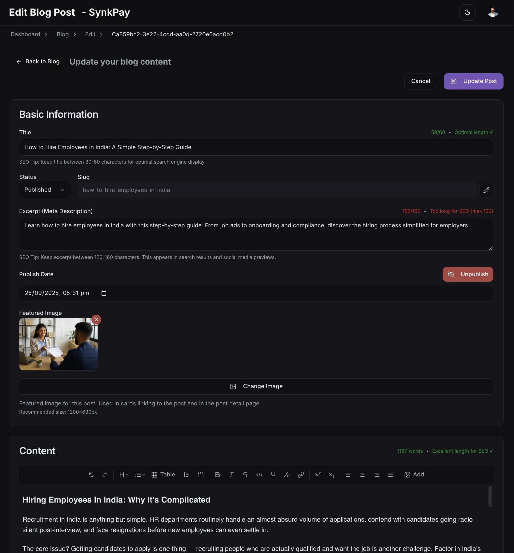 Blog Post Editor